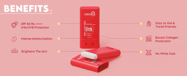 Red Aloe Vera Sun Stick With 1% Hyaluronic Acid & 1% Vitamin C