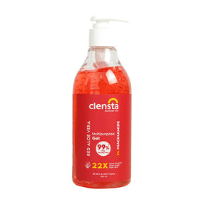 Clensta Red Aloe Vera Multipurpose Gel With 1% Niacinamide 9th image with white background.