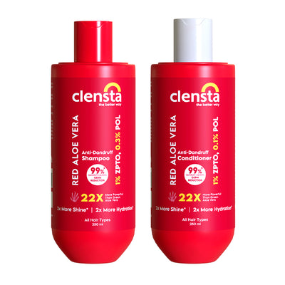 Clensta Red Aloe Vera Anti-Dandruff Shampoo and Conditioner combo kit