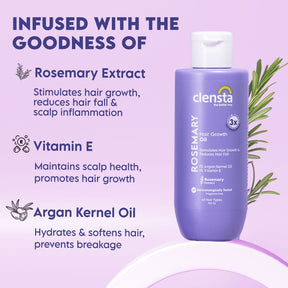 Rosemary Hair Growth Oil With 1% Argan Kernel Oil & 1% Vitamin E for Hair Growth & Reduced Hair Fall