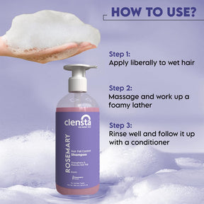 Clensta Rosemary Hair Fall Control Shampoo With Rosemary Extract & Biotin 3rd image of how to use.