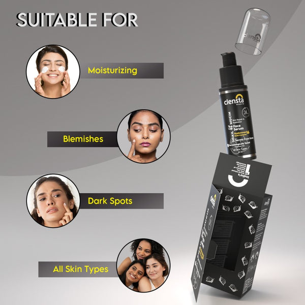 Clensta Snail 96 Mucin Face Serum 4th image of benefits.