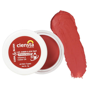 Clensta Lush & Blush Lip, Cheek & Eye Tint Tropical Bronze 05 With Vitamin E & Castor Oil 2nd image with white background.