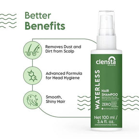 Clensta Waterless Shampoo 3rd image of benefits.