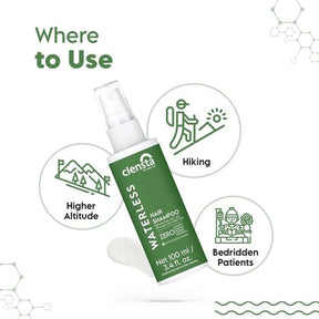 Clensta Waterless Shampoo 4th image of where to use.