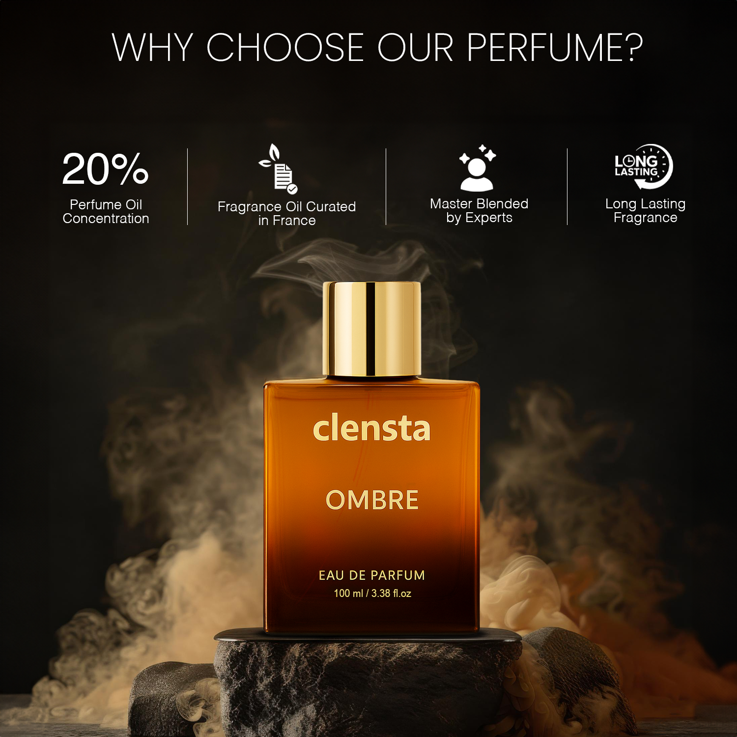 Clensta Ombre Perfume | Inspired by Leathery Oud accords of Louis Vuitton Ombre Nomade | For Men | EDP 100ml