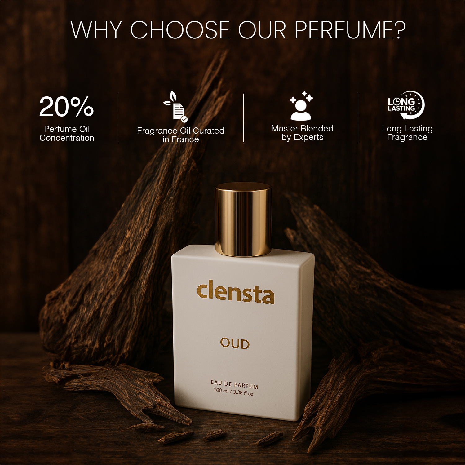 Clensta Oud Perfume | Inspired by Sweet & Vanilla Oud accords of Montale Paris White Aoud | For Men | EDP 100ml