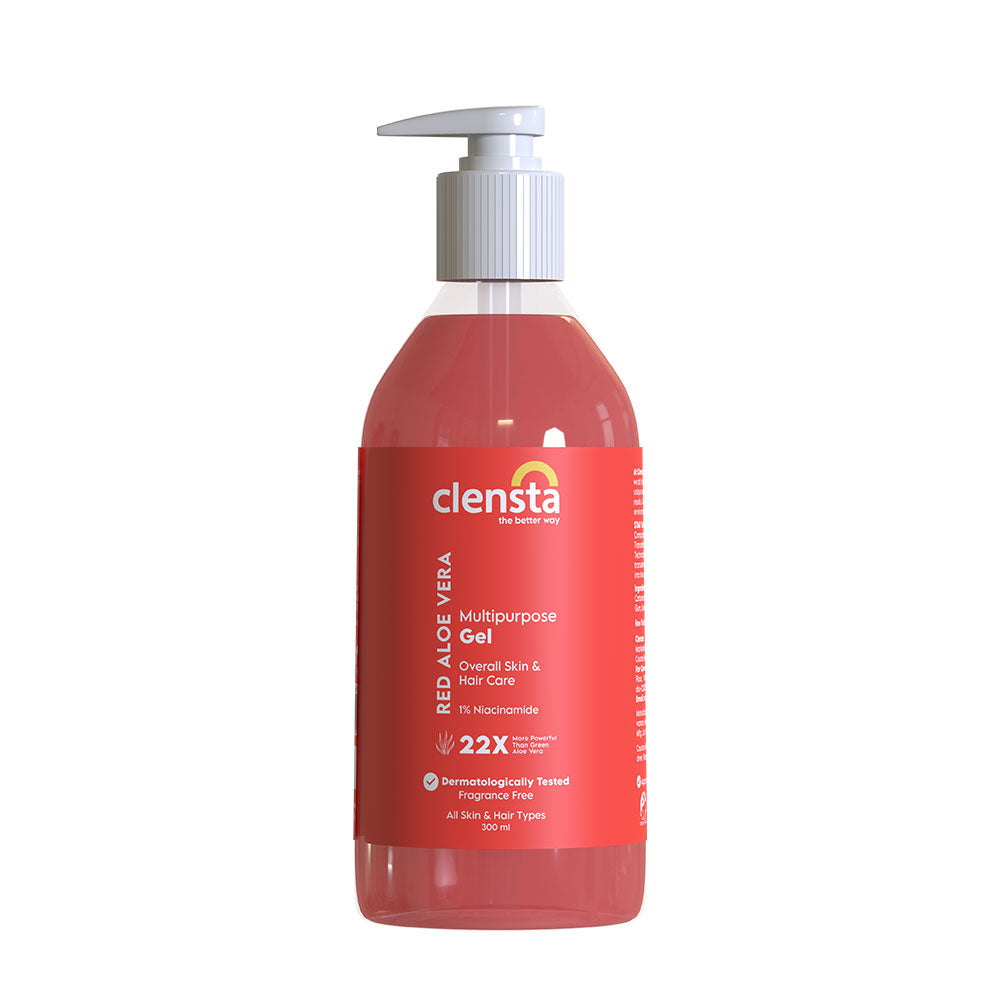 Red Aloe Vera Multipurpose Gel With 1% Niacinamide, Rose Water & Vitamin E For Overall Skin & Hair Care - 300ml