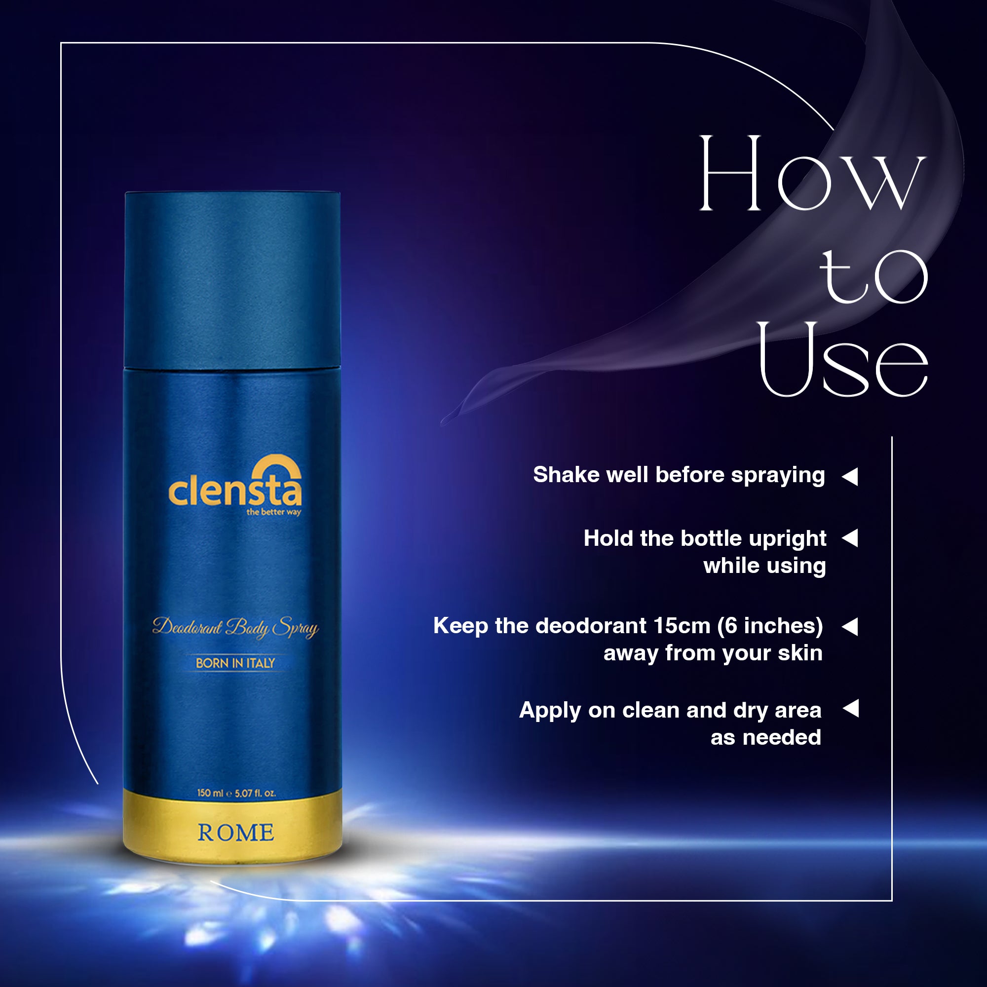 Clensta Rome Deodorant | Inspired by the Fruity Musky Accords of 212 Heroes by Carolina Herrera | For Men | 150ml