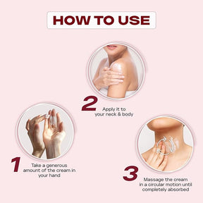 Clensta Tone Up Neck & Body Cream Enriched With 0.4% Retinol + 1% Collagen + 2% Hyaluronic Acid 4th image of how to use.