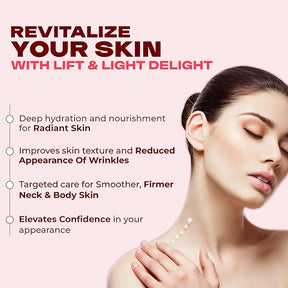 Clensta Tone Up Neck & Body Cream Enriched With 0.4% Retinol + 1% Collagen + 2% Hyaluronic Acid 3rd image of benefits.