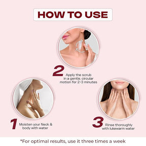 Clensta Tone Up Neck & Body Scrub Enriched With 3% Glycolic Acid & Hibiscus Petal Exfoliator 5th image of how to use.