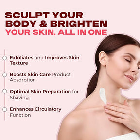 Clensta Tone Up Neck & Body Scrub Enriched With 3% Glycolic Acid & Hibiscus Petal Exfoliator 4th image of benefits.