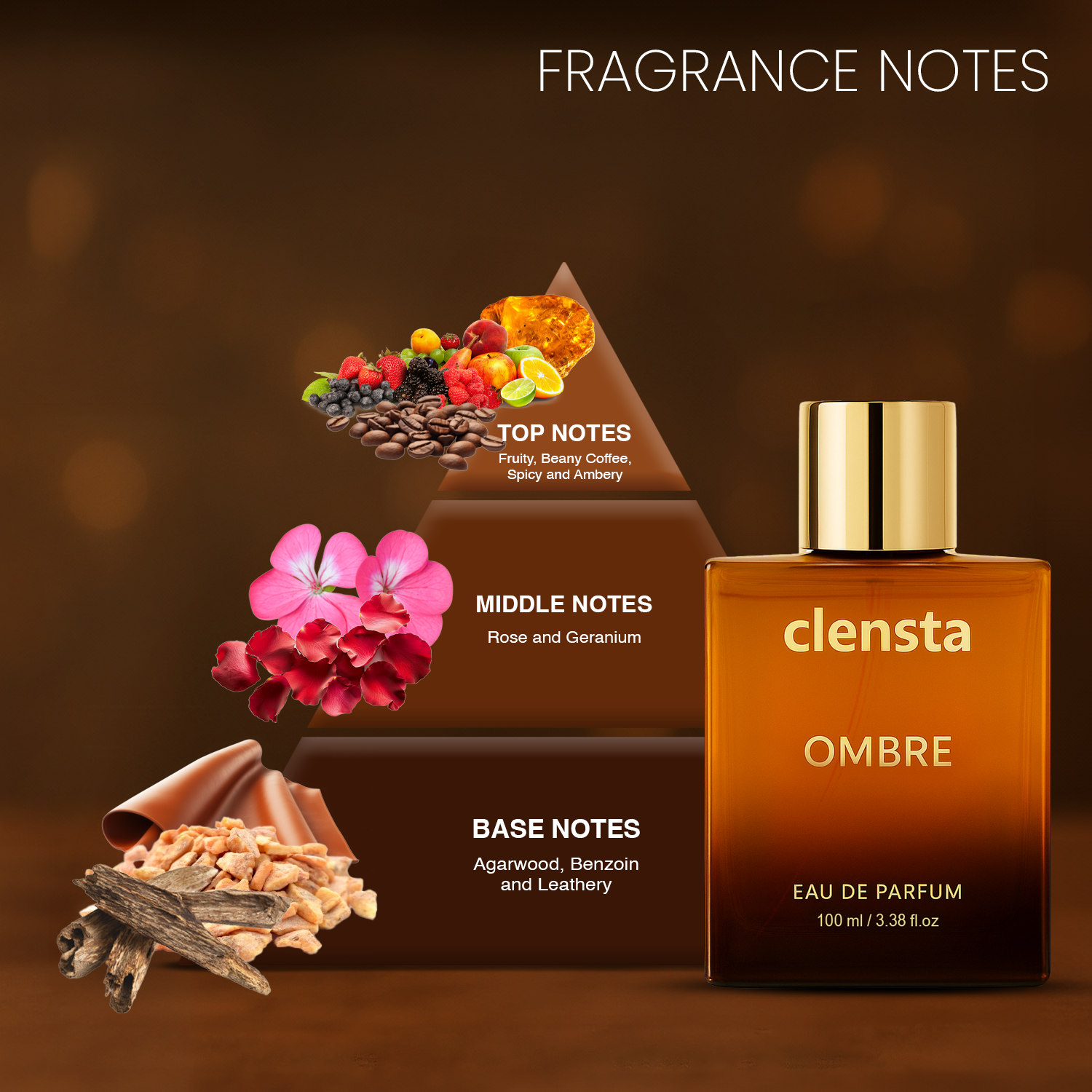 Clensta Ombre Perfume | Inspired by Leathery Oud accords of Louis Vuitton Ombre Nomade | For Men | EDP 100ml
