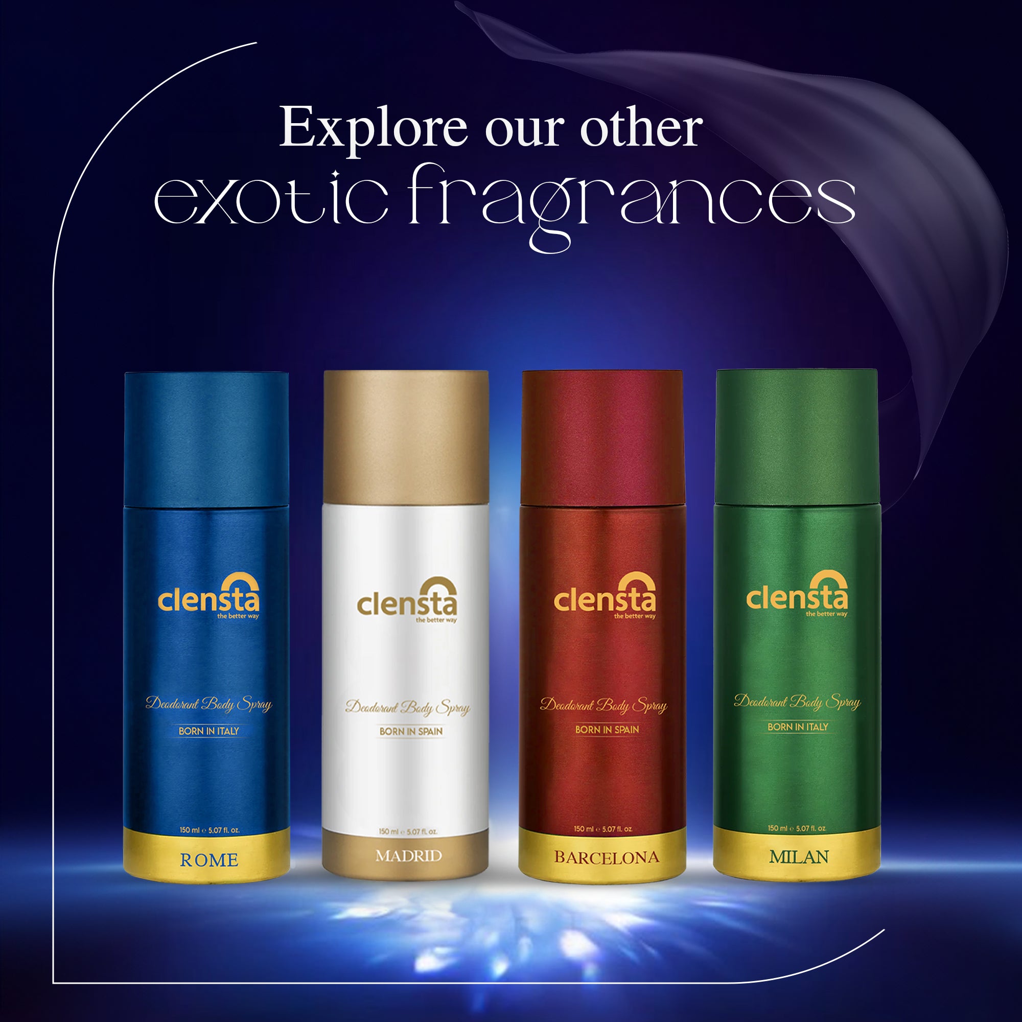 Clensta Rome Deodorant | Inspired by the Fruity Musky Accords of 212 Heroes by Carolina Herrera | For Men | 150ml