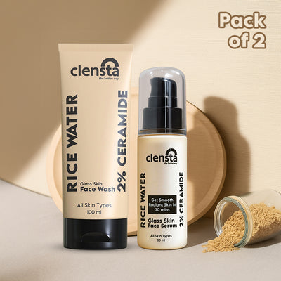 Clensta Rice Water Face Wash & Serum with 2% Ceramide front image.