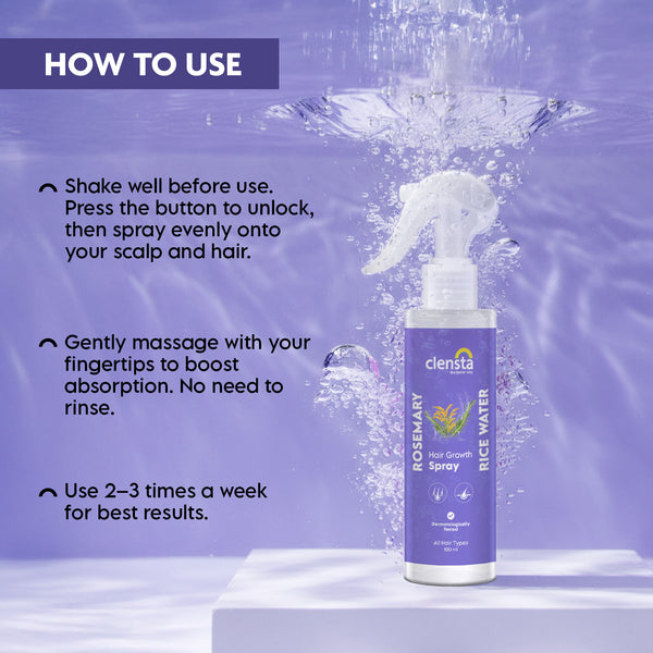 Clensta Rosemary Rice Water Hair Growth Spray (Pack of 2)