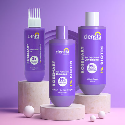 Clensta Rosemary Hair Growth Shampoo Conditioner and Oil combo with Biotin and Argan Oil