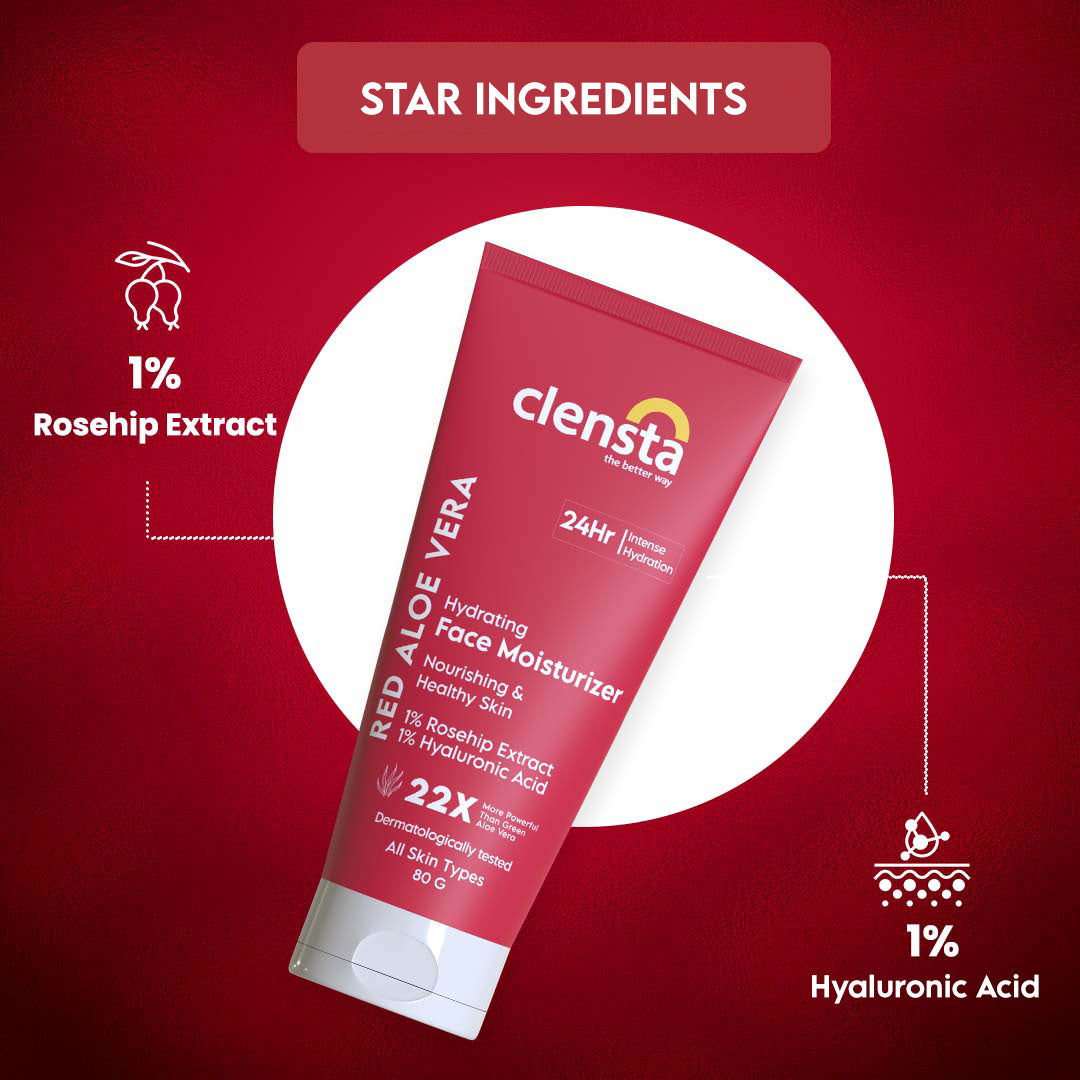 Red Aloe Vera Hydrating Face Moisturizer with Red Aloe Vera, Hyaluronic Acid, Rosehip Extract & Ceramide Complex for Long-Lasting Hydration