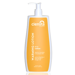 Clensta Warming Body Lotion With Ginger Oil, Shea Butter, and Peptides 7th image with white background.