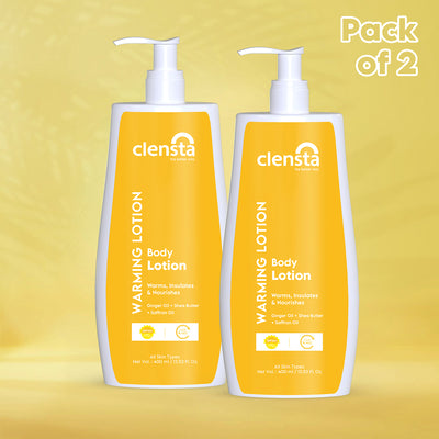 Clensta Warming Body Lotion With Ginger Oil, Shea Butter, and  Saffron Oil, pack of 2.

