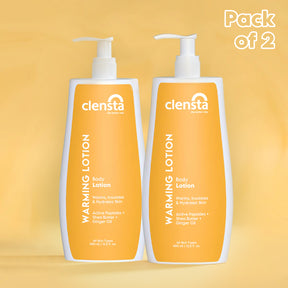 Clensta Warming Body Lotion With Ginger Oil, Shea Butter, and Peptides front image pack of 2